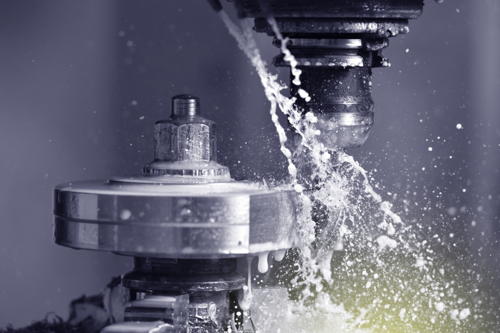 Spindle,chuck,and,installed,metal,part,in,pocessing,on,high