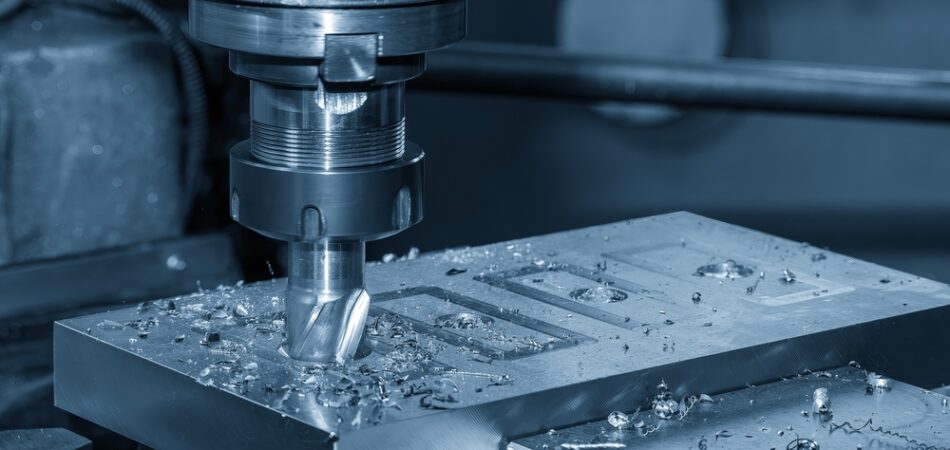 The,plunge,cutting,process,on,nc,milling,machine,with,flat