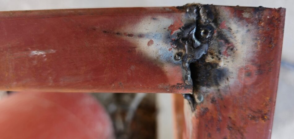 Defective,weld,seam,,faulty,manufacturing